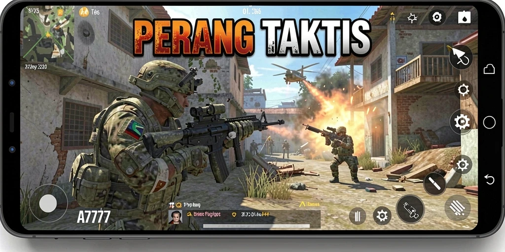 Tampak aksi seru dalam permainan FPS A7777.