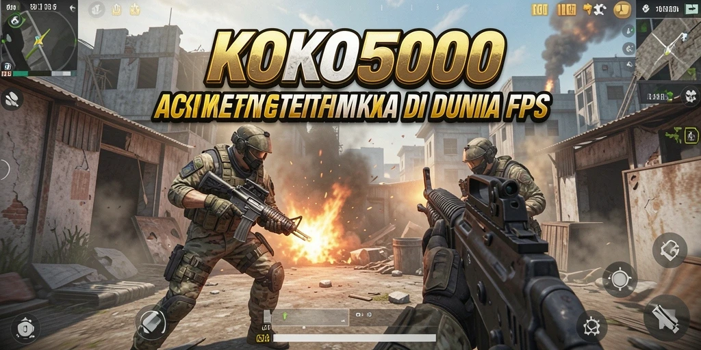 Screenshot gameplay KOKO5000 menunjukkan aksi menegangkan dalam pertempuran FPS.